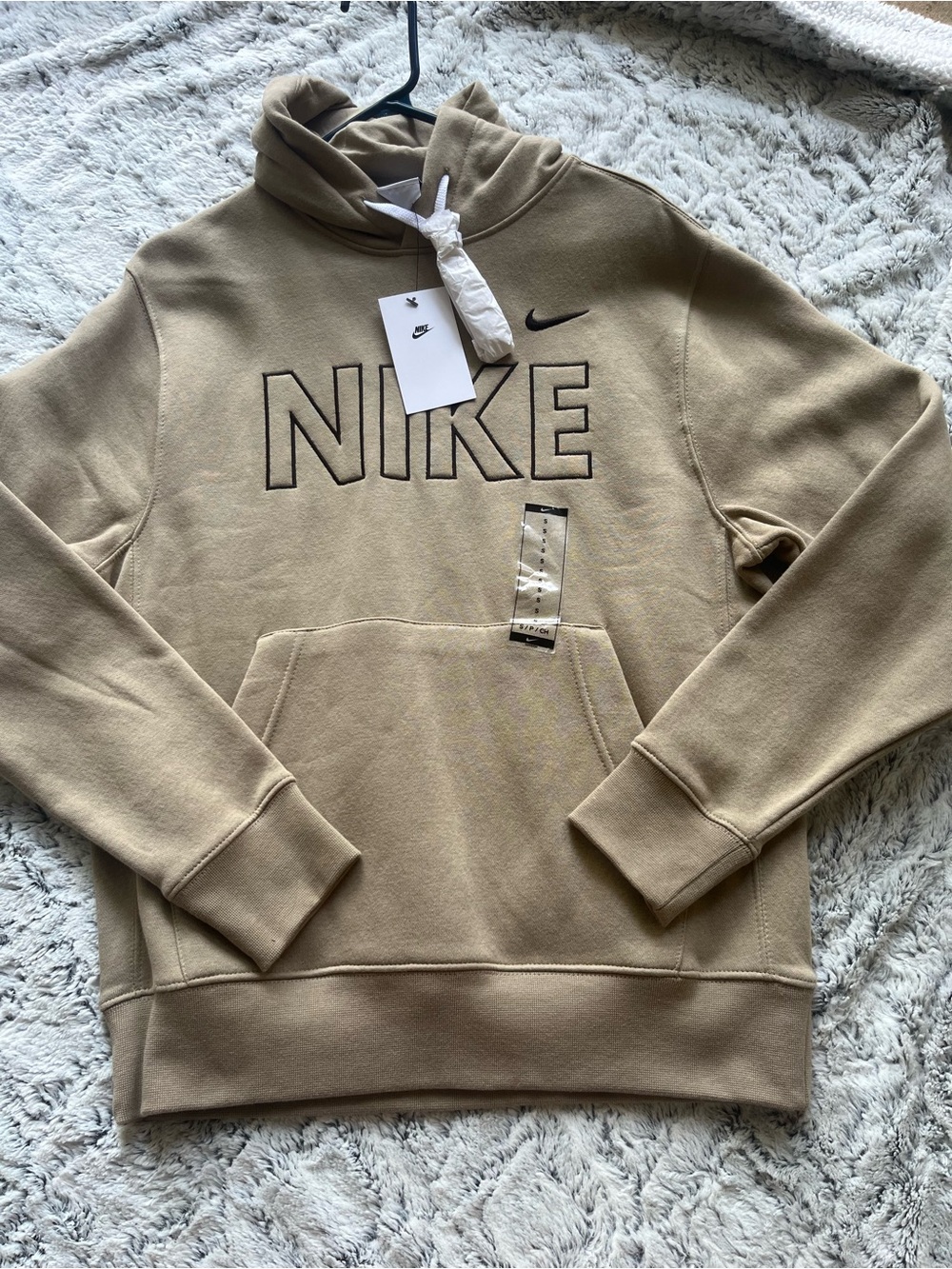 Nike Tan Pullover Hoodie with Black Embroidered Logo